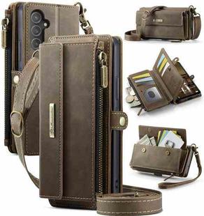 For Samsung Galaxy A52 CaseMe C39 RFID Blocking Zipper Wallet Leather Phone Case with Crossbody Strap(Coffee)