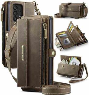 For Samsung Galaxy A53 CaseMe C39 RFID Blocking Zipper Wallet Leather Phone Case with Crossbody Strap(Coffee)