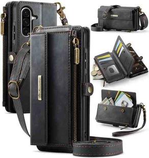 For Samsung Galaxy A56 5G CaseMe C39 RFID Blocking Zipper Wallet Leather Phone Case with Crossbody Strap(Black)