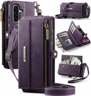 For Samsung Galaxy A56 5G CaseMe C39 RFID Blocking Zipper Wallet Leather Phone Case with Crossbody Strap(Purple)