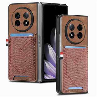 For OPPO Find N5 Denim Texture Leather Skin Phone Case with Card Slot(Brown)