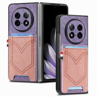 For OPPO Find N5 Denim Texture Leather Skin Phone Case with Card Slot(Purple)