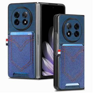 For OPPO Find N5 Denim Texture Leather Skin Phone Case with Card Slot(Blue)