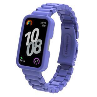For Huawei Band  8 / 9 / 10 Watch Frame Integrated Three Beads Plastic Watch Band(Colorful Blue)