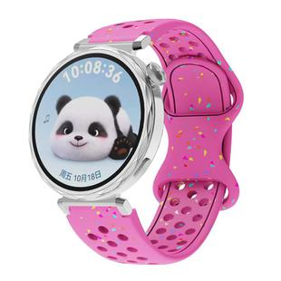 18mm Eco-Friendly Granular Colorful Dots Silicone Watch Band(Dark Pink)