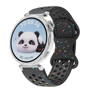 18mm Eco-Friendly Granular Colorful Dots Silicone Watch Band(Black)