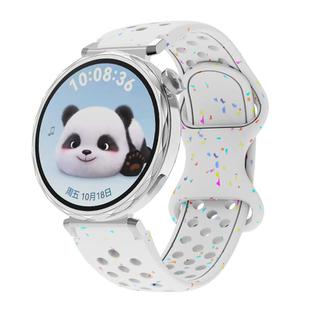 18mm Eco-Friendly Granular Colorful Dots Silicone Watch Band(White)