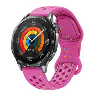 22mm Eco-Friendly Granular Colorful Dots Silicone Watch Band(Dark Pink)