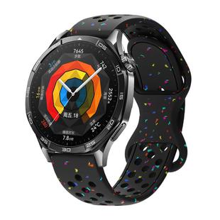 22mm Eco-Friendly Granular Colorful Dots Silicone Watch Band(Black)