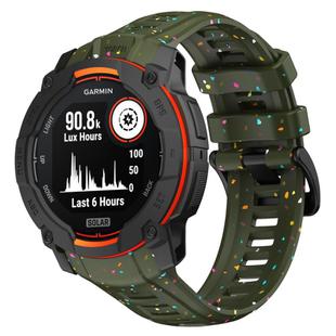 For Garmin Instinct 3 AMOLED / Solar 50mm Eco-Friendly Granular Colorful Dots Silicone Watch Band(Dark Green)