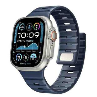For Apple Watch 46mm / 49mm / 45mm / 44mm Norman Magnetic Silicone Watch Band(Dark Blue)