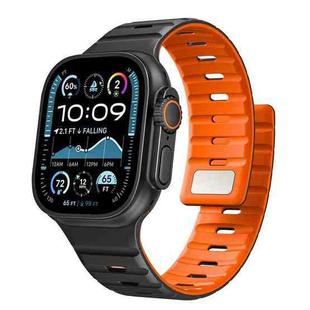 For Apple Watch 42mm / 41mm / 40mm / 38mm Norman Magnetic Silicone Watch Band(Black Orange)