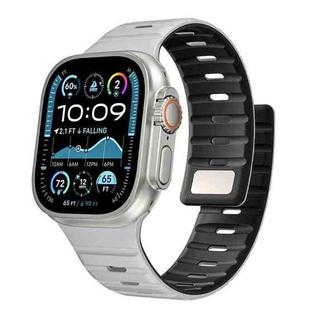 For Apple Watch 42mm / 41mm / 40mm / 38mm Norman Magnetic Silicone Watch Band(Light Gray Black)