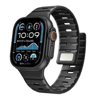 For Apple Watch 42mm / 41mm / 40mm / 38mm Norman Magnetic Silicone Watch Band(Black)