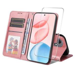 For Honor 400 ENKAY Card Wallet Calf Texture Leather Phone Case with Screen Film(Pink)