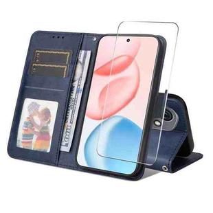 For Honor 400 ENKAY Card Wallet Calf Texture Leather Phone Case with Screen Film(Blue)