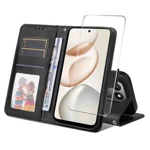 For Honor 400 Smart ENKAY Card Wallet Calf Texture Leather Phone Case with Screen Film(Black)