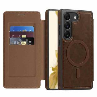 For Samsung Galaxy S22 5G Linton MagSafe Leather Phone Case(Coffee)