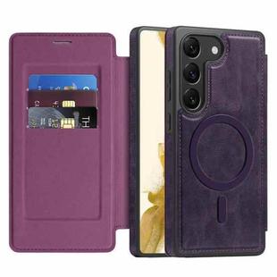 For Samsung Galaxy S22 5G Linton MagSafe Leather Phone Case(Purple)