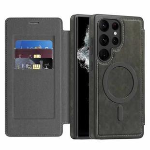 For Samsung Galaxy S22 Ultra 5G Linton MagSafe Leather Phone Case(Grey)