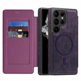For Samsung Galaxy S22 Ultra 5G Linton MagSafe Leather Phone Case(Purple)