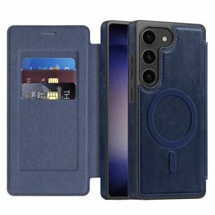 For Samsung Galaxy S23 5G Linton MagSafe Leather Phone Case(Blue)