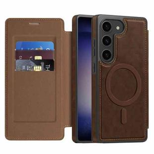 For Samsung Galaxy S23 5G Linton MagSafe Leather Phone Case(Coffee)