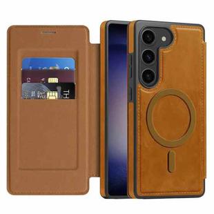 For Samsung Galaxy S23 5G Linton MagSafe Leather Phone Case(Brown)