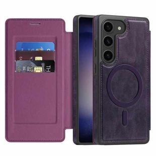 For Samsung Galaxy S23 5G Linton MagSafe Leather Phone Case(Purple)