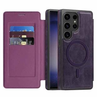 For Samsung Galaxy S23 Ultra 5G Linton MagSafe Leather Phone Case(Purple)