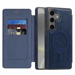 For Samsung Galaxy S24 5G Linton MagSafe Leather Phone Case(Blue)