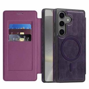 For Samsung Galaxy S24 5G Linton MagSafe Leather Phone Case(Purple)
