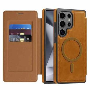For Samsung Galaxy S24 Ultra 5G Linton MagSafe Leather Phone Case(Brown)