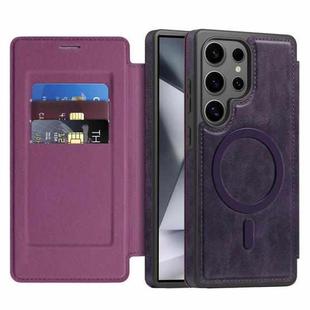 For Samsung Galaxy S24 Ultra 5G Linton MagSafe Leather Phone Case(Purple)