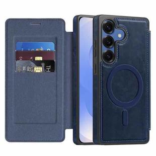 For Samsung Galaxy S25 5G Linton MagSafe Leather Phone Case(Blue)