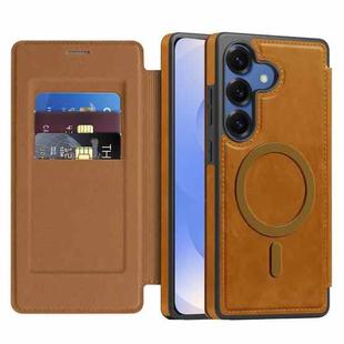 For Samsung Galaxy S25 5G Linton MagSafe Leather Phone Case(Brown)