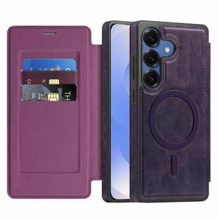 For Samsung Galaxy S25+ 5G Linton MagSafe Leather Phone Case(Purple)