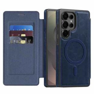 For Samsung Galaxy S25 Ultra 5G Linton MagSafe Leather Phone Case(Blue)