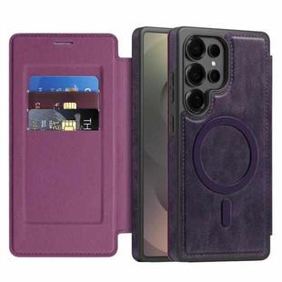 For Samsung Galaxy S25 Ultra 5G Linton MagSafe Leather Phone Case(Purple)