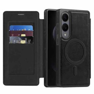 For Samsung Galaxy S25 Edge 5G Linton MagSafe Leather Phone Case(Black)