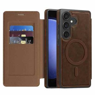 For Samsung Galaxy S23 FE 5G Linton MagSafe Leather Phone Case(Coffee)
