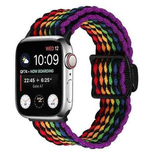For Apple Watch 46mm / 49mm / 45mm / 44mm Magnetic Buckle Woven Stretch Watch Band(Color)