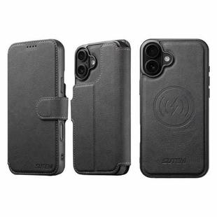 For iPhone 17 Suteni Q05 2-in-1 Multi-function MagSafe Wallet Litchi Leather Phone Case(Black)