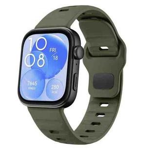 For Huawei Watch Fit 4 / Fit 4 Pro / Fit 3 Wave Reverse Buckle Silicone Watch Band(Army Green)