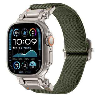 For Apple Watch 46mm / 49mm / 45mm / 44mm Explorer Polyester Nylon Watch Band(Titanium Green)