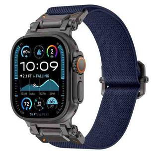 For Apple Watch 46mm / 49mm / 45mm / 44mm Explorer Polyester Nylon Watch Band(Black Blue)