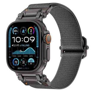 For Apple Watch 46mm / 49mm / 45mm / 44mm Explorer Polyester Nylon Watch Band(Black Gray)