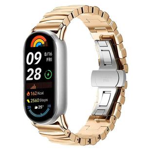 For Xiaomi Smart Band 9 / 8 Irregular Butterfly Buckle Metal Stainless Steel Watch Band(Gold)