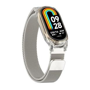 For Xiaomi Mi Band 7 Transparent PC Case Milanese Magnetic Metal Watch Band(Starlight)