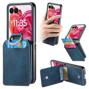 For Motorola Razr 60 Ultra Retro Leather Ring Wallet Phone Case(Blue)
